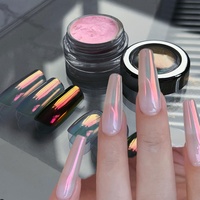1Jar 0.2g Moonlight Metallic Mirror Chrome Nail Powder Ice Transparent Mermaid Nail Glitter Aurora Rainbow AB Nail Art Pigment *