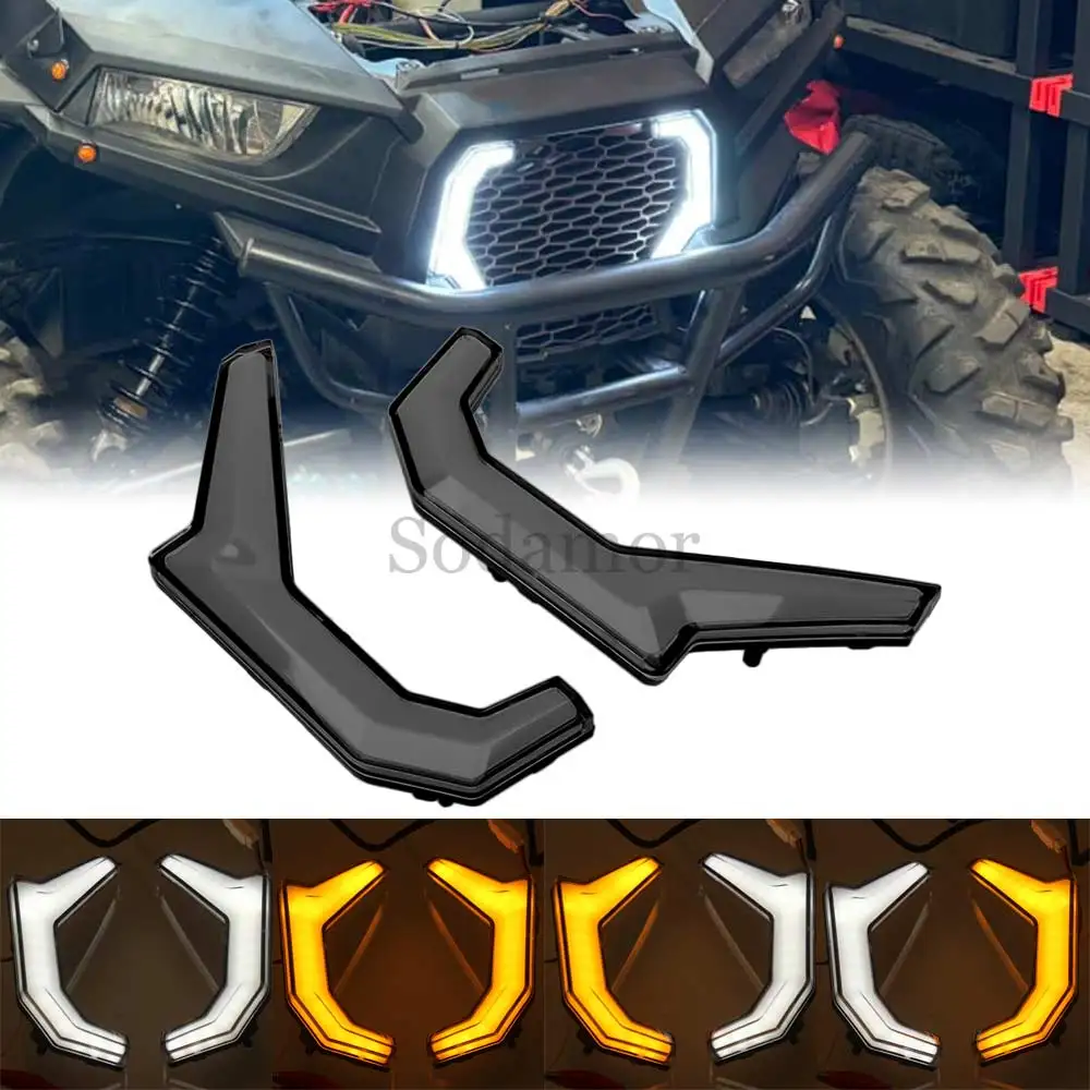 

Motorcycle ATV LED Front Fang Accent Light Turn Signal Lamps For Polaris RZR XP 1000 2014-2018,XP4 1000 2014-2018 Smoke color