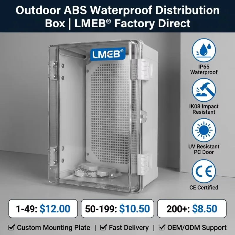 Outdoor Waterproof IP66 Plastic Distribution Box Factory Base Rainproof Electric Box for Electronics Instrument Enclosure