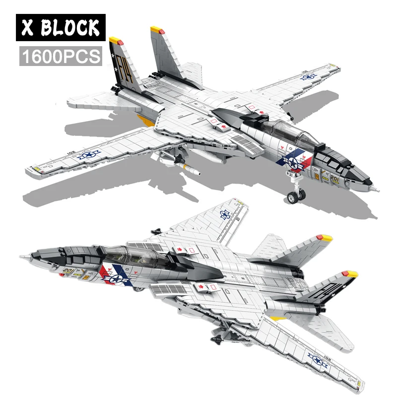 

Military USA F-14 Airplane Tomcat Fighter Model Building Blocks DIY Large Aircrafts Weapons Bricks Kids Toys Boys Birthday Gifts