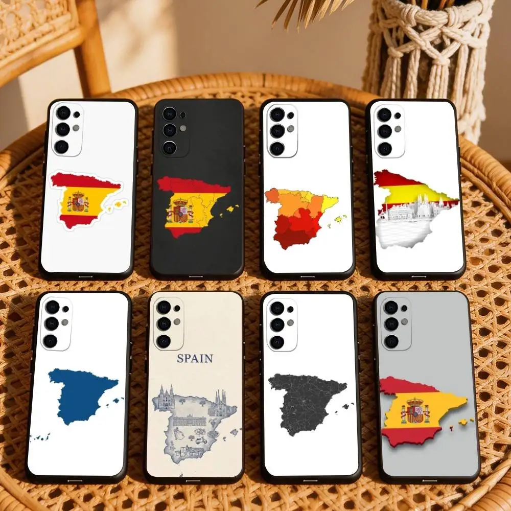 S-Spain M-Map Phone Case For Samsung S25,S24,S21,S22,S23,S30,Ultra,S20,Plus,Fe,Lite,Note,10,Black Cover