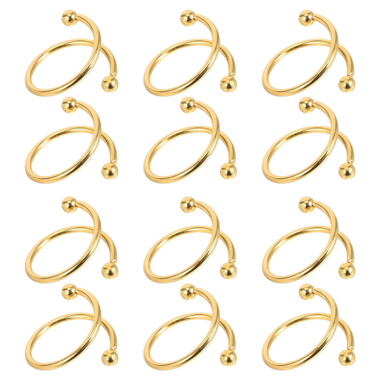 

12Pcs Gold Napkin Rings Spiral Cross Bead Design Metal Napkin Holders for Wedding Dinner Party Banquet Table Decor