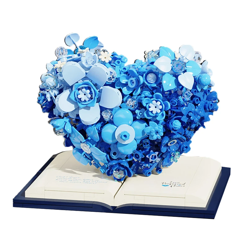 Kreatives Herzförmiges Ornament 2026 Neue Romantische Rote Liebesblumen-Skulptur Bausteine Heimdekoration Valentinstag-Geschenke