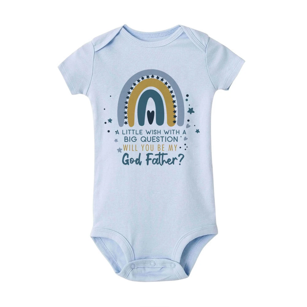 Will You Be My God Mother/father Printed Baby Bodysuit Ask for Godfather Godmother  Baptism Clothes Infant Short Sleeve Jumpsuit