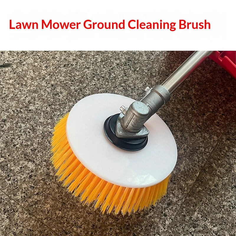 For Concrete Tile Drive Floor Cleaner Universal Lawn Mower Brush Attachment Round Hard Bristle Scrub