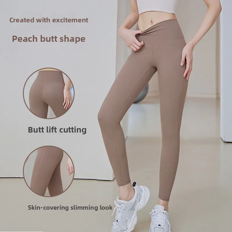 لا شيء موضة الخوخ اليوغا السراويل الإناث مرونة عالية الخصر الرياضة سراويل رياضية الورك رفع البطن اليوغا الملابس تسعة السراويل