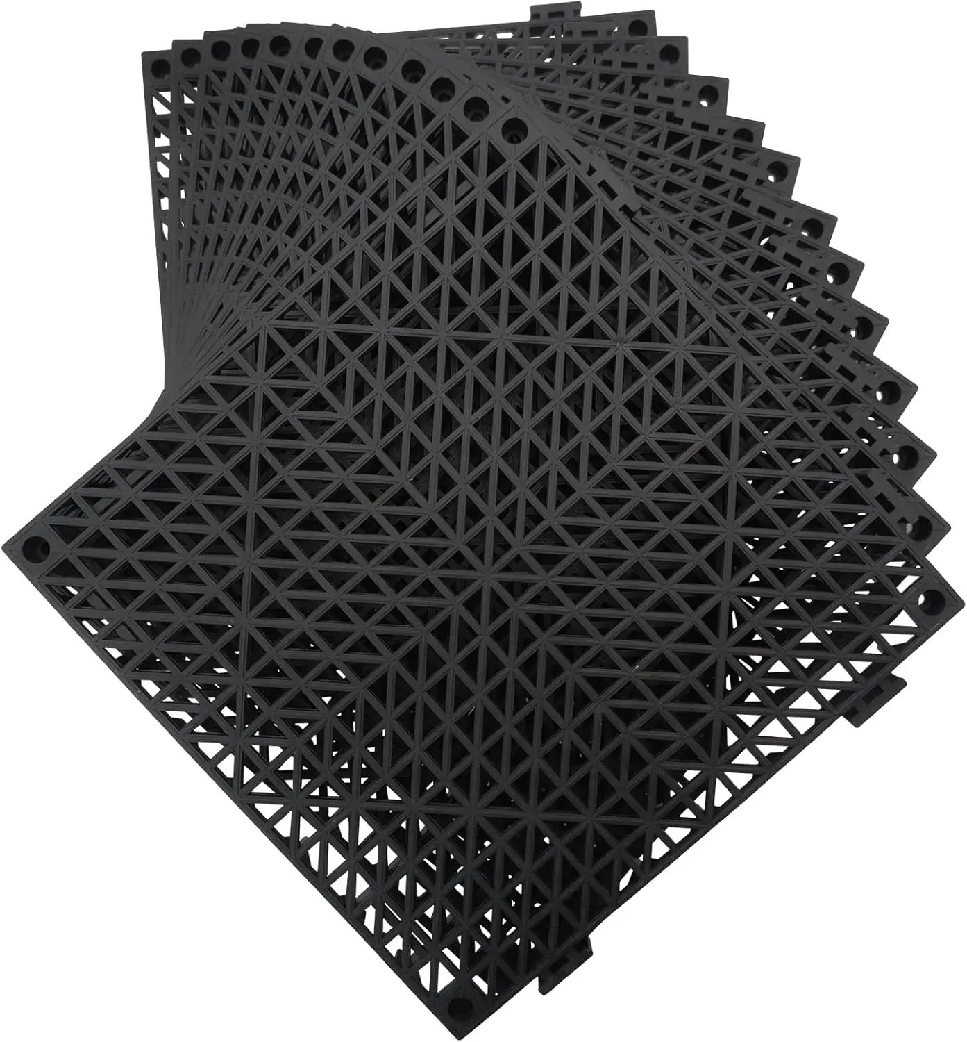 

12 Pack Modular Interlocking Cushion 11.6' x 11.6' Rubber Mat Floor Tile Mats Drain Pool Patio