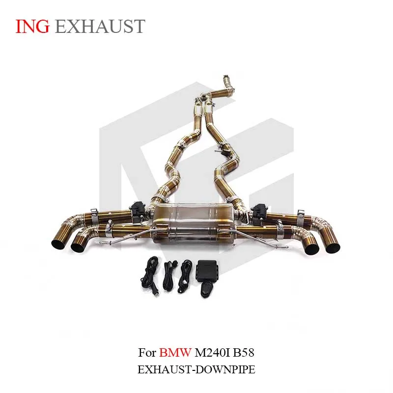 ING titanium alloy Exhaust System Performance Catback For BMW M240I B58 middle tail Pipe Electronic Valve Muffler