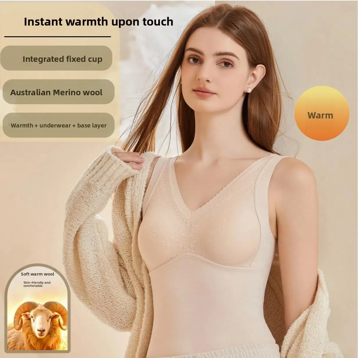 Chaleco Térmico de Lana Merino Australiana, Nuevo Estilo Otoño Invierno, con Relleno en el Pecho, Forro Polar, Capa Base Gruesa