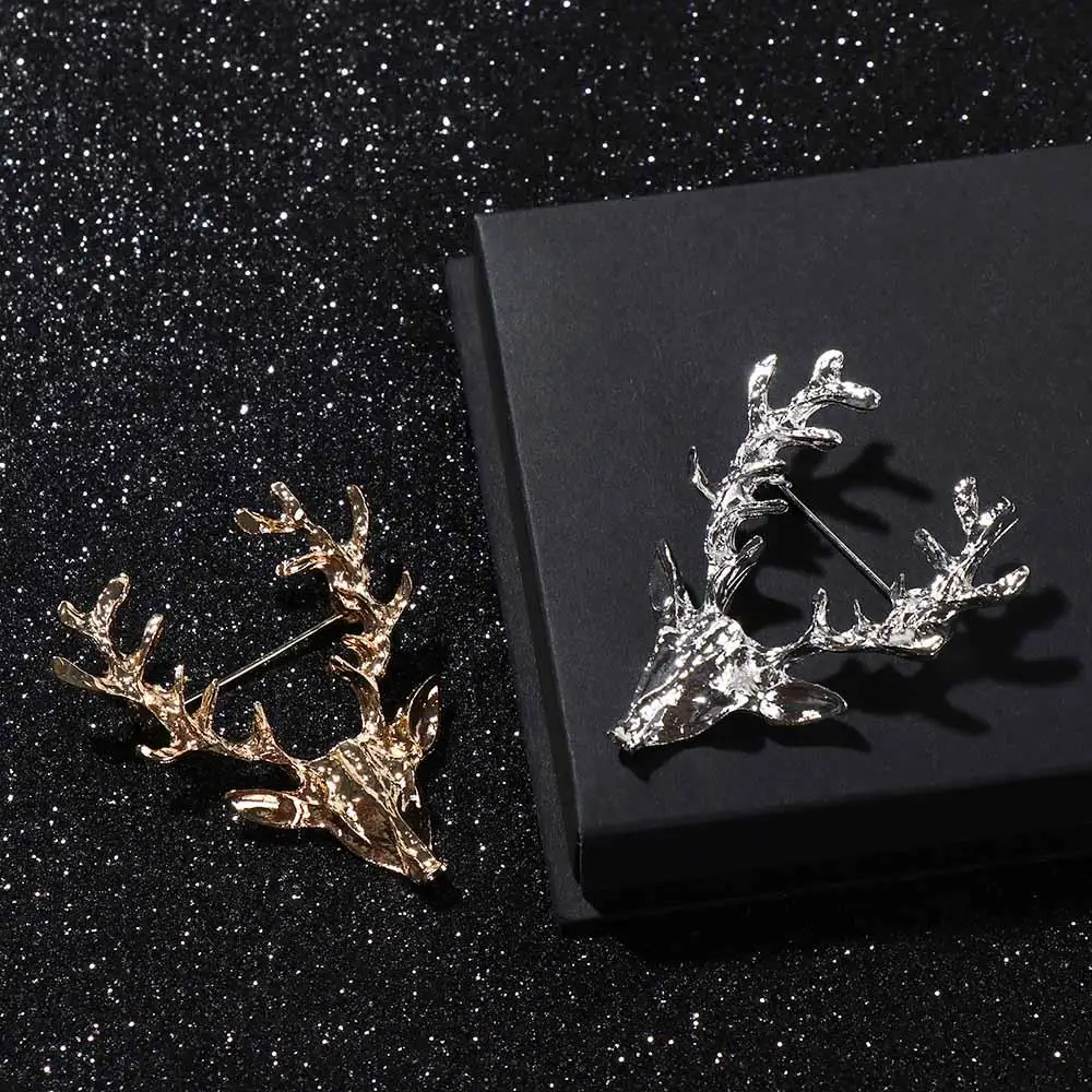 

Personality Animal Elk Head Brooch Alloy Clothes Pins Christmas Badge Badge Jewelry Deer Metal Brooch Girls