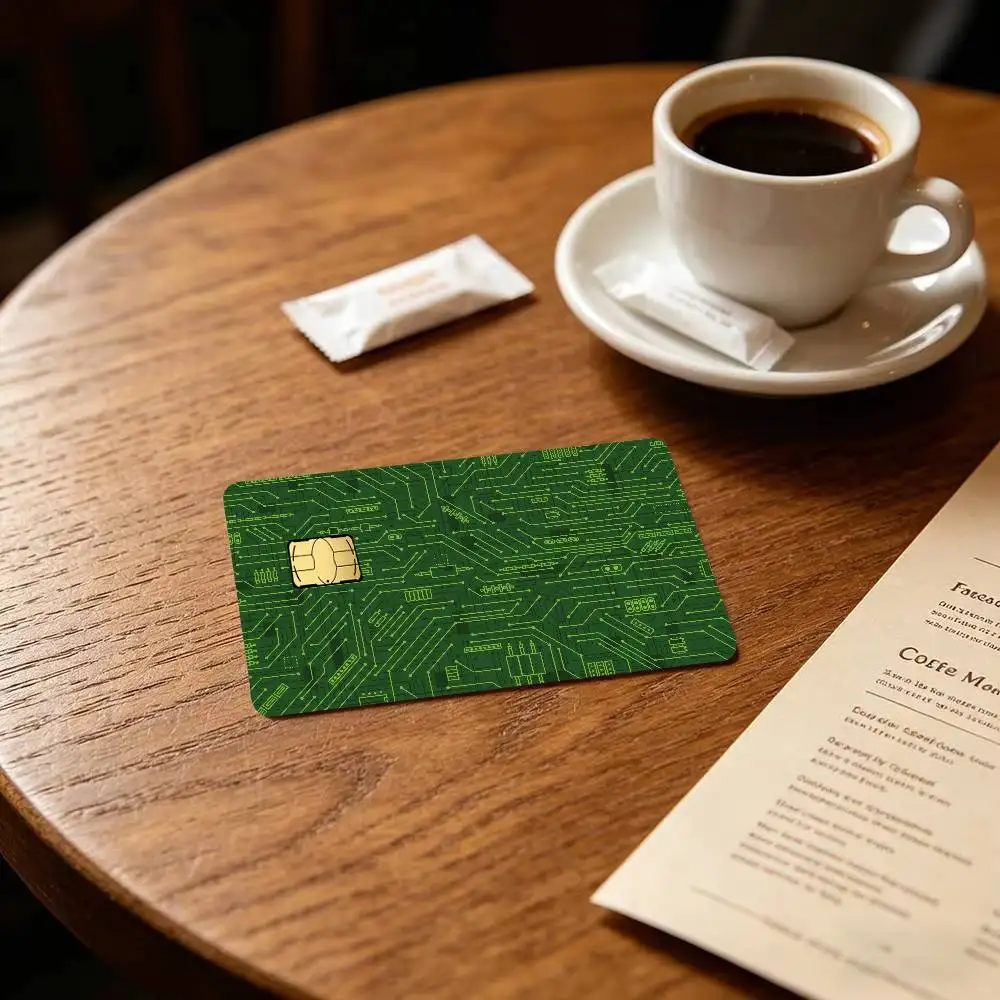 Circuit Board Pattern  Spend or Save Funny Shell Ultra Thin No Fade Sticker Cover Film for Debit Credit Card