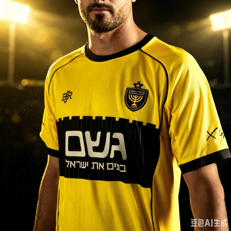 Men's New Beitar Jerusalem Split Black Yellow Lion Competition Jersey Breathable Mesh Short Sleeve Soccer Training Wear