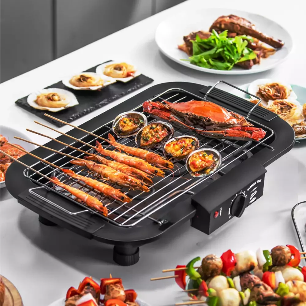 2000W Electric Grill Barbecue Grill Electric Table Top Grill BBQ Barbecue Garden Camping Cooking Grill BBQ Pan Hotplate Griddle