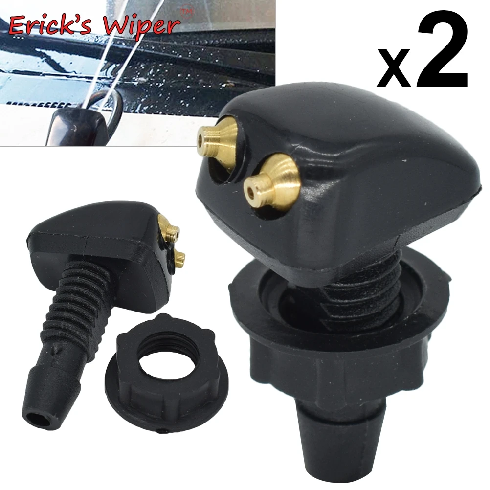 Erick's Tergicristallo Coppia di Parabrezza Anteriore Universale Lavavetri Ugello Tergicristallo Spruzzatore Cappa Sprinkler Acqua Beccuccio Vite di Uscita Fatta