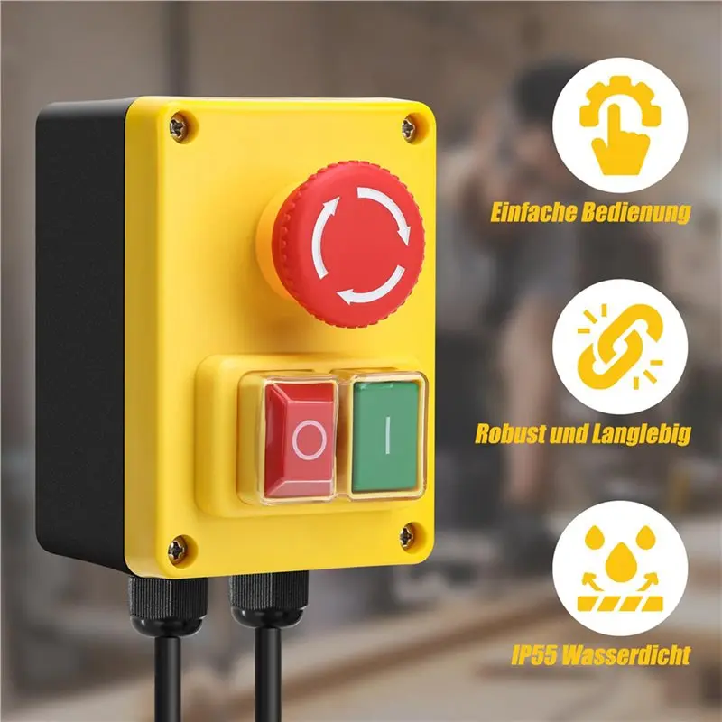 Y17A 3X 220V Single-Phase Safety Switch With Emergency Stop, Ideal For Milling Tables & Electrical Devices Eu Plug