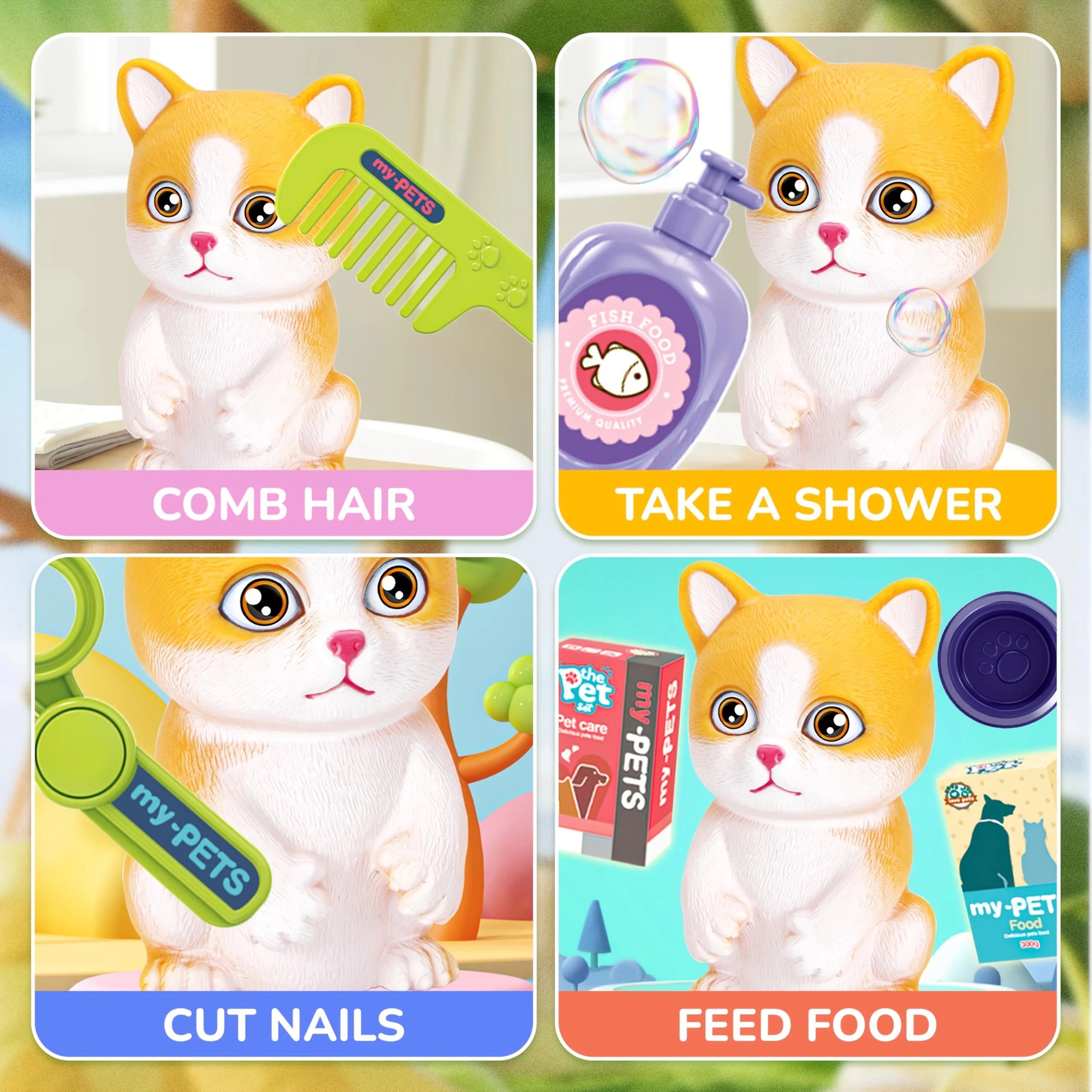 مجموعة لعب للعناية بالحيوانات الأليفة 3 في 1 - حقيبة ظهر بيطرية للتظاهر ومجفف الشعر والمستشفى (يتضمن الملحقات)، لعبة تفاعلية للأطفال