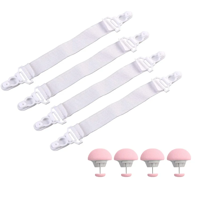 4pcs Bed Sheet Mattress Cover Blankets Grippers Clip Holder Elastic Adjustable Bed Sheet Cord Hook Loop Straps Strap Suspender