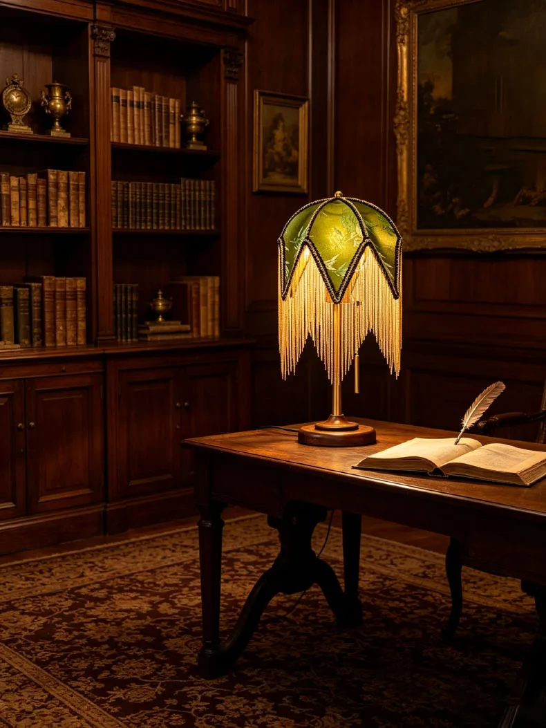 Creative Fabric Lampshade Table Lamp E27 Bulb Wood Base