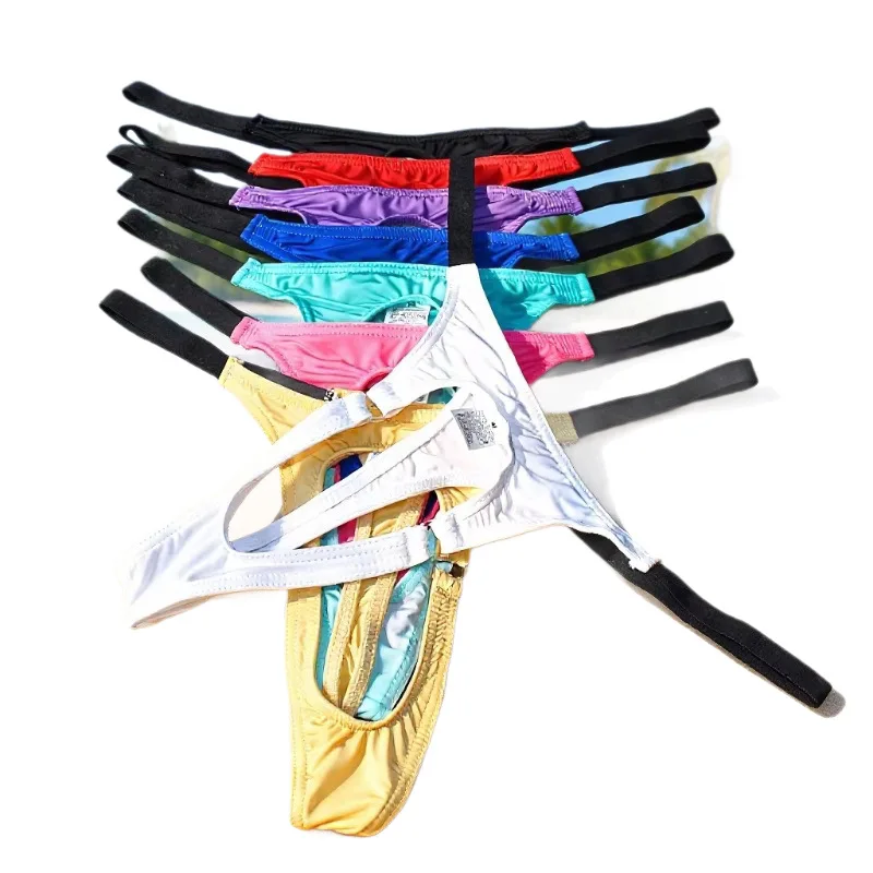 

Men's Crotchless Thong Underwear Ice Silk Low Rise Breathable Sexy Men Briefs Hollow Out Front Open Fly Comfort Sexy Lingerie