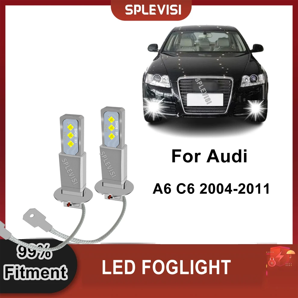 

2Pc H3 LED Fog Light Foglamp Bulbs 453 12v For Audi A6 C6 2004-2011 TT MK1 8N 1998-2006 VW Polo 9N 2001-2005 Golf MK4 1997-2003