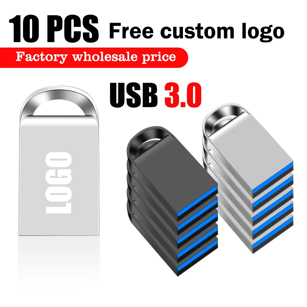 

10 шт. мини-металлический флэш-накопитель USB3.0 8 ГБ 16 ГБ 32 ГБ 64 ГБ 128 ГБ персонализированный флэш-накопитель для большого пальца USB-накопитель U-диск подарок индивидуальный логотип