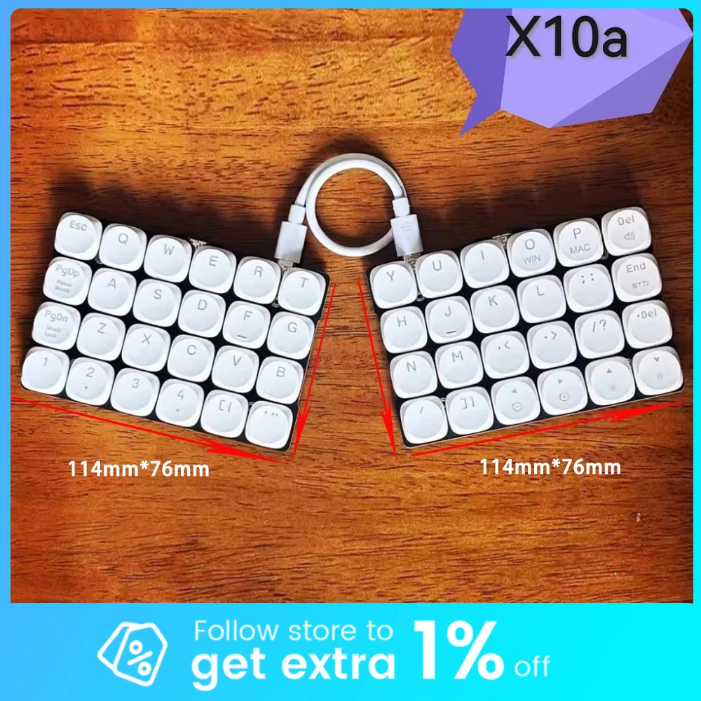 

X10a Split Keyboard Wired 48 Keys RGB Low Profile Switch Support QMK VIAL Split Keyboard Customized Ergonomic PC Gamer Accessory