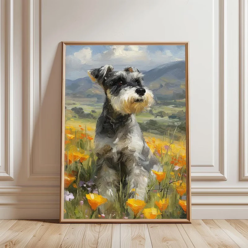 1pc frameless Canvas Painting Retro Countryside Pet Wall Print Bundle Warm Rural Seaside Dog Cat Art Decor Pet Lover Farm House