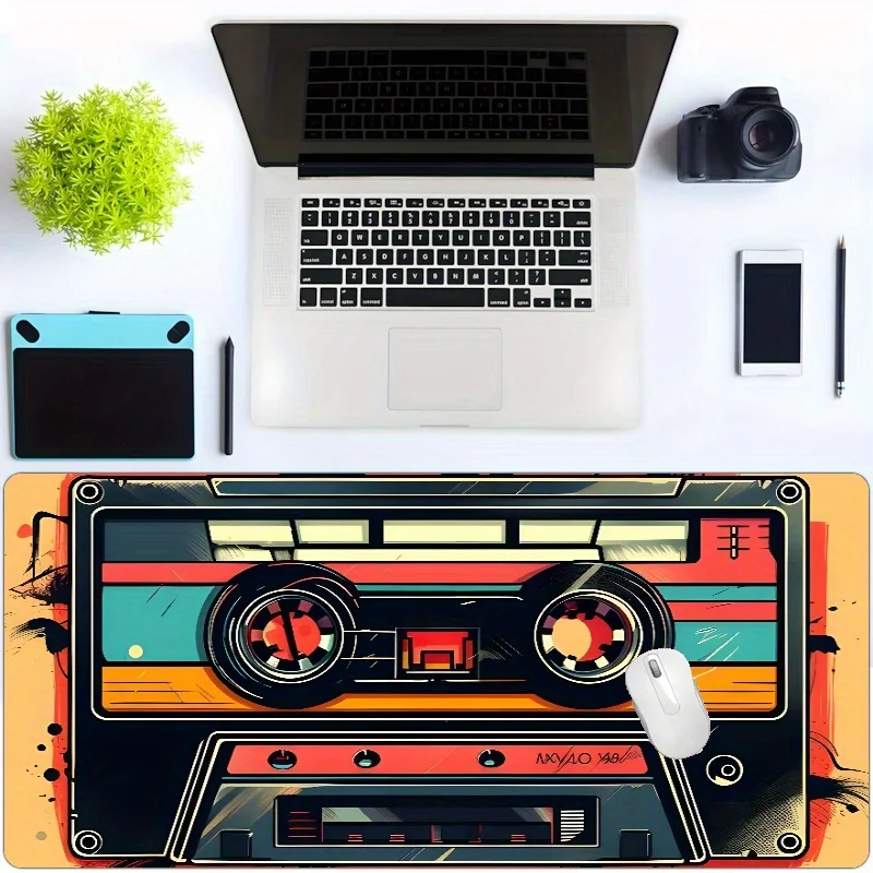 

Vintage Music Cassette Tape Mouse Pad Large Rubber Desk Mat with Keyboard Office Gaming Setup Office Desk Mat Retro Aesthetic