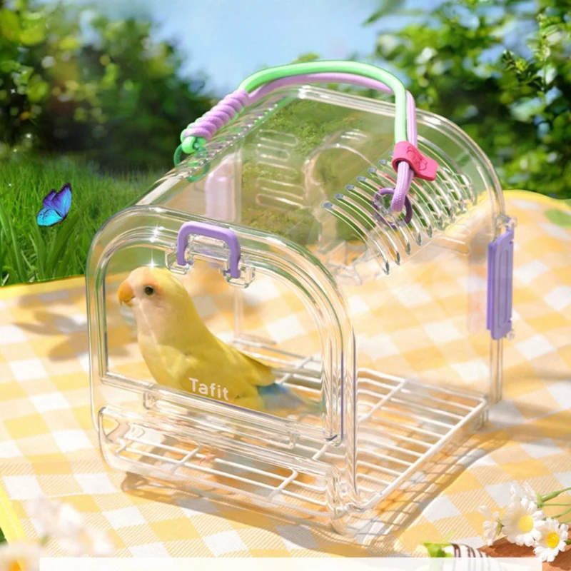 

Parrots Cages Portable Outdoor Transparent Bird Bag Breathable Peony Cages Lightweight Bird House Supplies Small Pets Carries