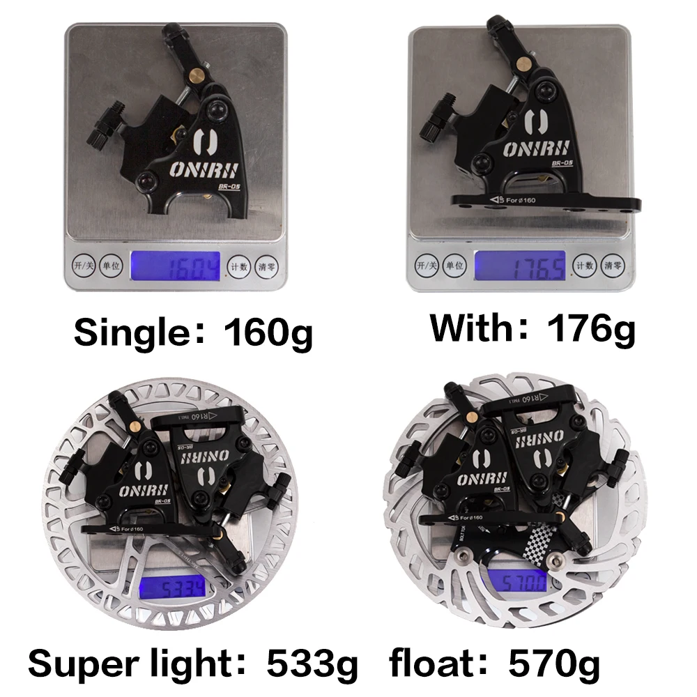 ONIRII Wire Pulling Hydraulic Disc Brake Calipers Flat Mount Oil Disc Brake for Road Bike Gravel Bicycle New