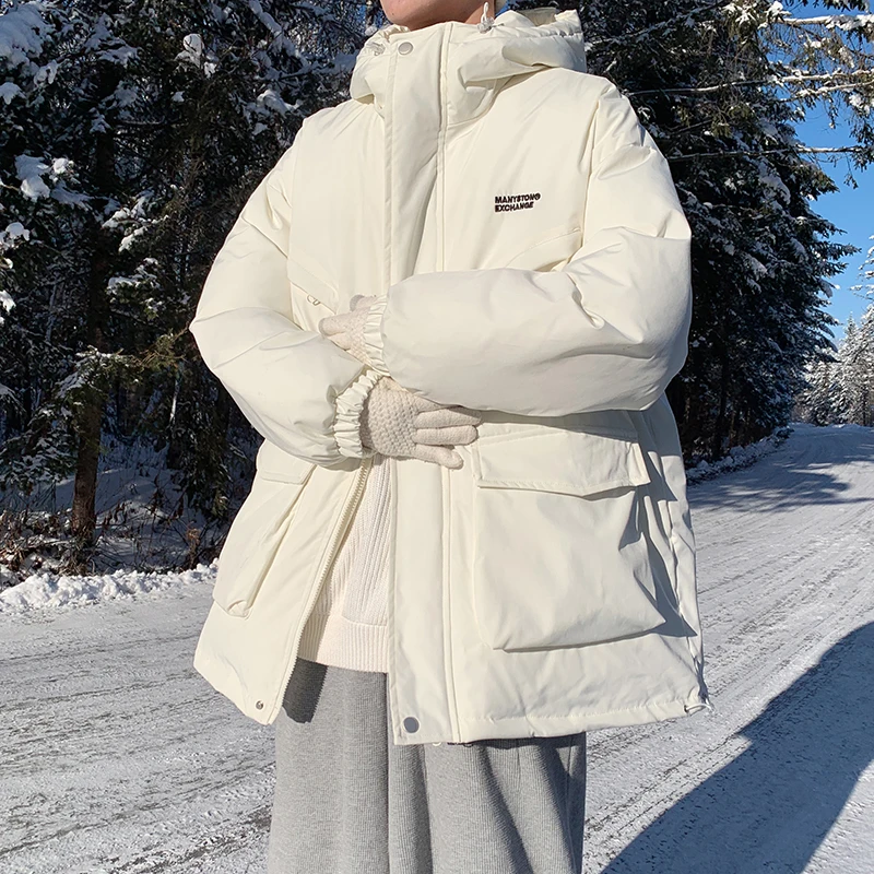 

Мужская утепленная хлопковая куртка 2024 года, новая зимняя модель, рабочая одежда, модный американский бренд, хлопковая одежда с капюшоном, для суровых зим, большой размер