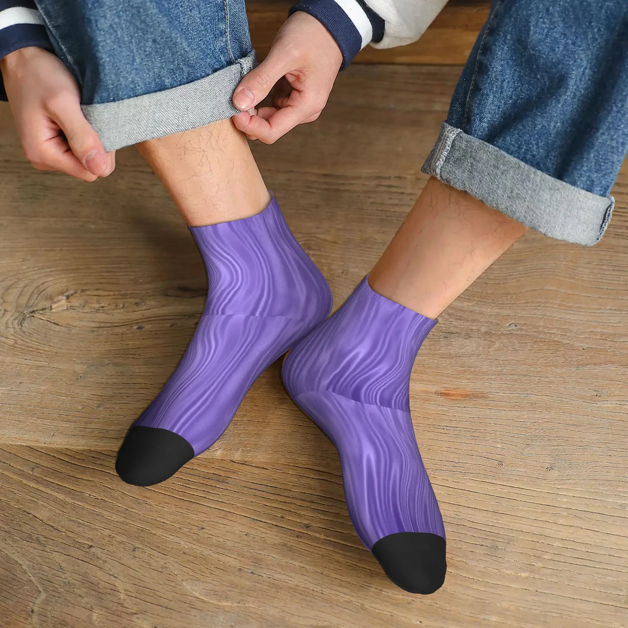 

All Seasons Soft Silk in Violet Socks Harajuku Sweat Absorbing Crew Socks Casual Stockings for Men Women Christmas Gifts