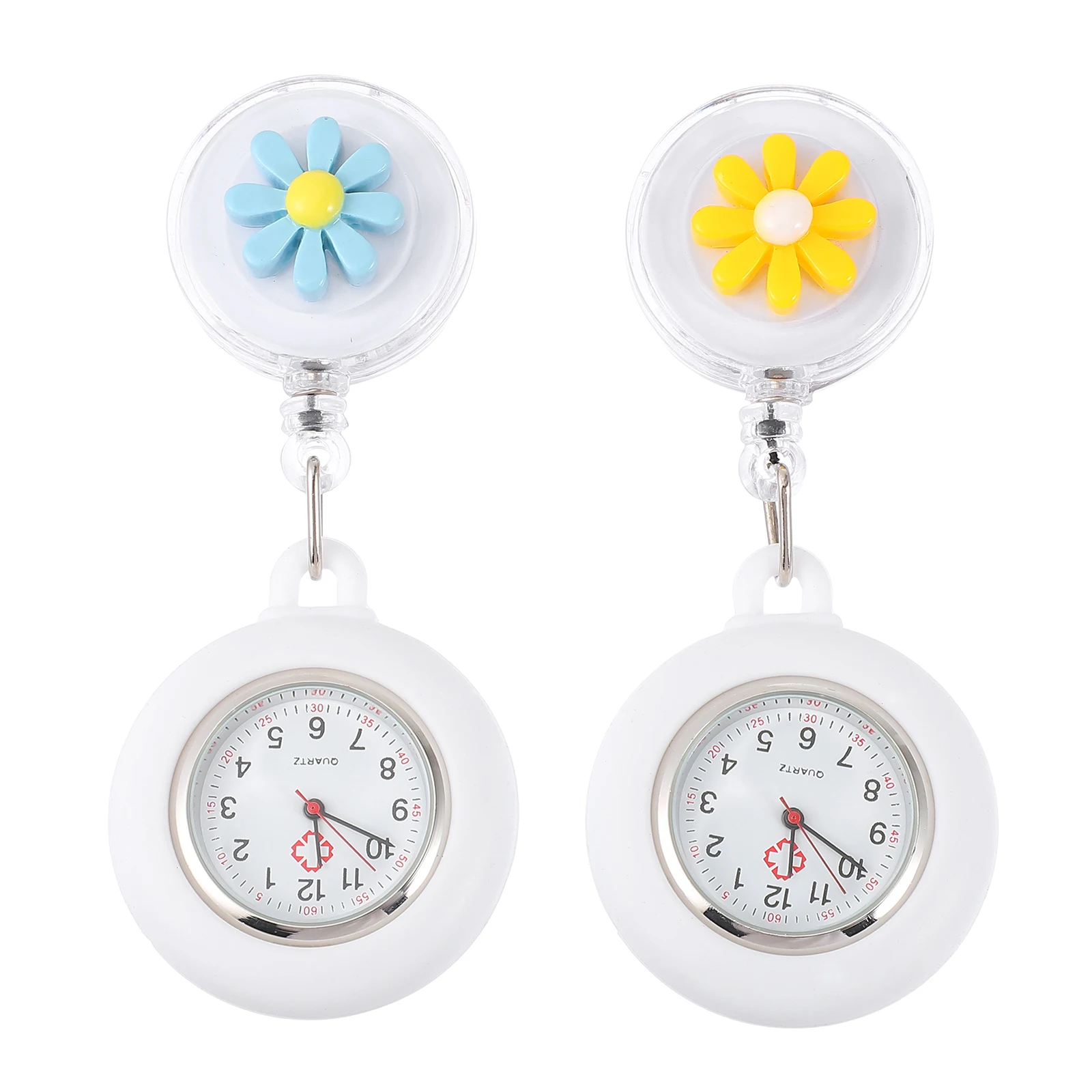 

2Pcs Hanging Watch with Daisy Decor Ideal Gift for Medical Professionals Students Accurate Timekeeping Durable Silicone Material