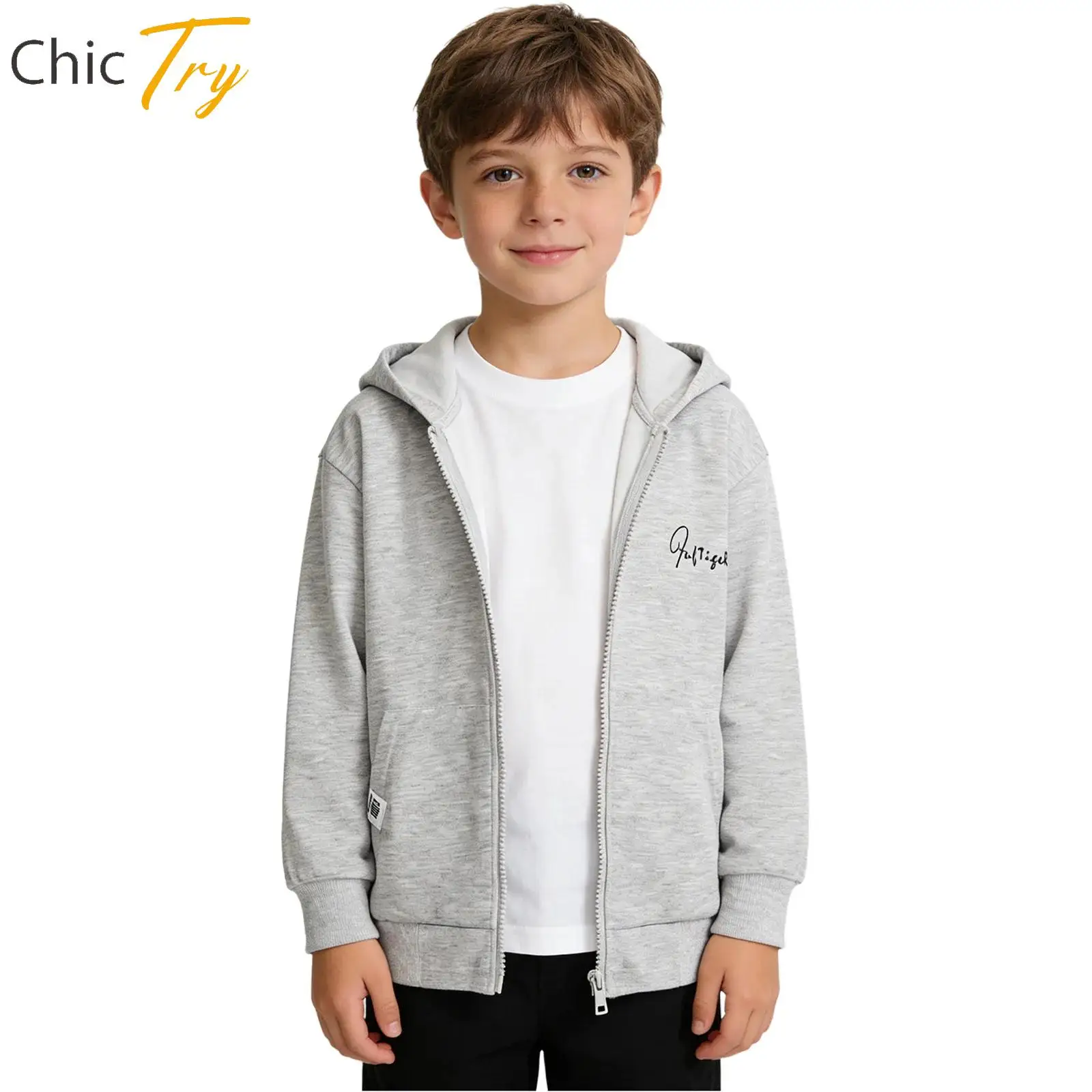 

Kids Boys Letter Print Hoodie Top Long Sleeve Hooded Sweatshirt Jacket Outerwear for Gym Workout Running Outdoor Sports Costume