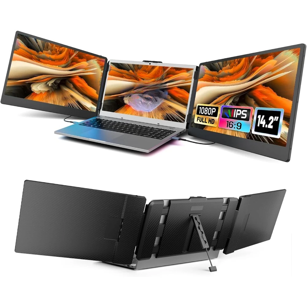 with Full HD IPS Display, Laptop Extended Monitor Compatible with  , Windows, Chrome, Fits 13-17 Inch Laptops