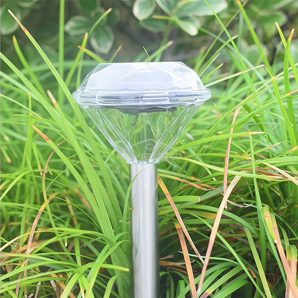 Solar Powered Led Garden Lamp Outdoor Decor Night Light Lawn Diamond Shape Patio Campus Decorative Landscape Lighting Waterproof