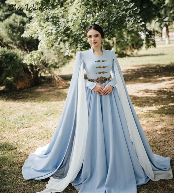 Traditional Russian Islamic Wedding Dress Muslimah 2024 Turkish Moroccan Blue Georgian Medieval Viking Pagan Bride Dress Celti AliExpress 320