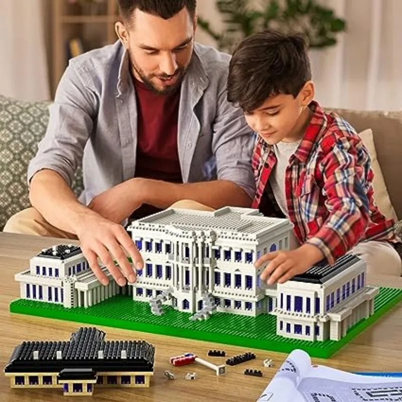 White House, Miniature Building Blocks, Collector's Model Set, Living Room Decoration Building Blocks, Splicing, Christmas