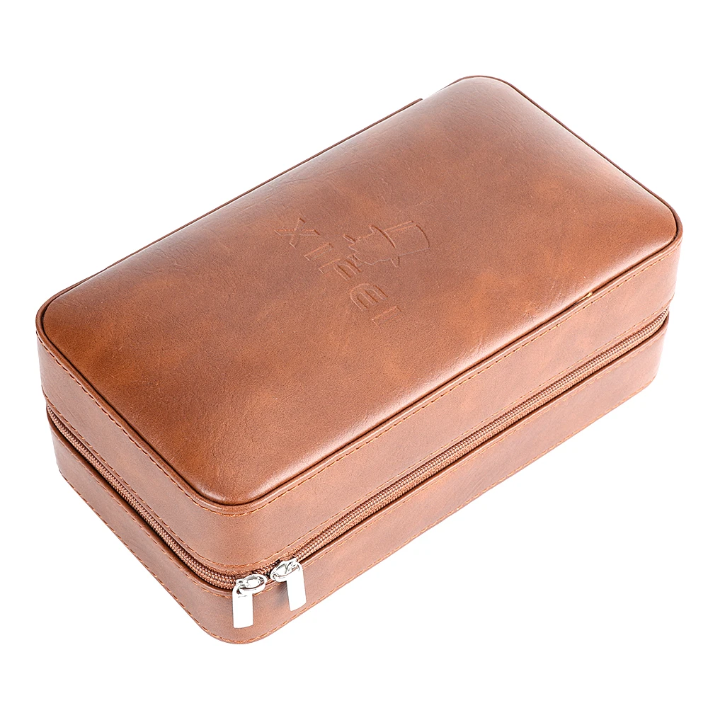 Xifei 6-Slot PU Cigar Case Travel Cedar Wood Cigar Humidor With Humidifier&Dropper Portable Smoking Accessories