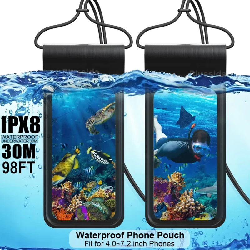 IPX8เคสกันน้ำอเนกประสงค์สำหรับ iPhone 13 12 11 Pro Max X 15 14เคส Huawei Xiaomi Samsung กระเป๋ากันน้ำฝาครอบโทรศัพท์มือถือ