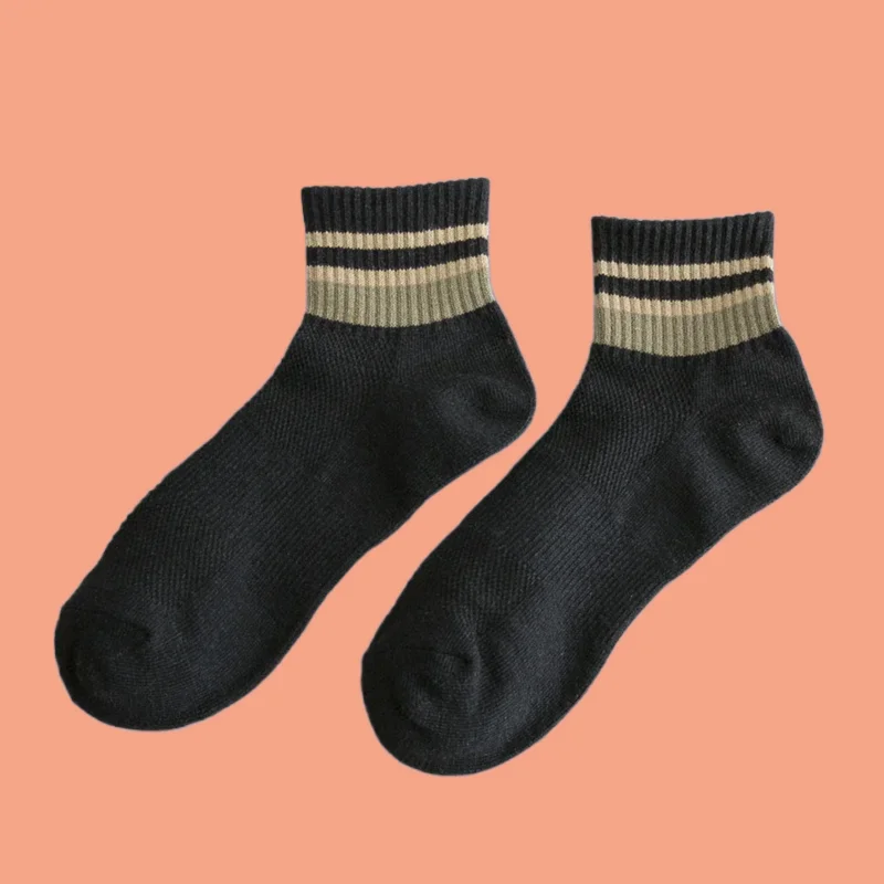 5/10 Pairs New Men's Socks Breathable Mesh Men's Socks Striped Socks Men's Cotton Socks Men's Middle Tube Socks