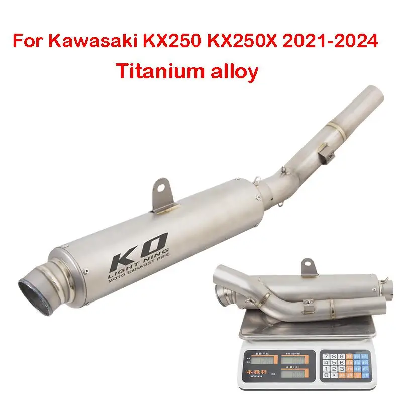 

For Kawasaki KX250 KX250X 2021-2024 Motorcycle Exhaust System Pipe Muffler Slip On Titanium Alloy Escape Connect Tube