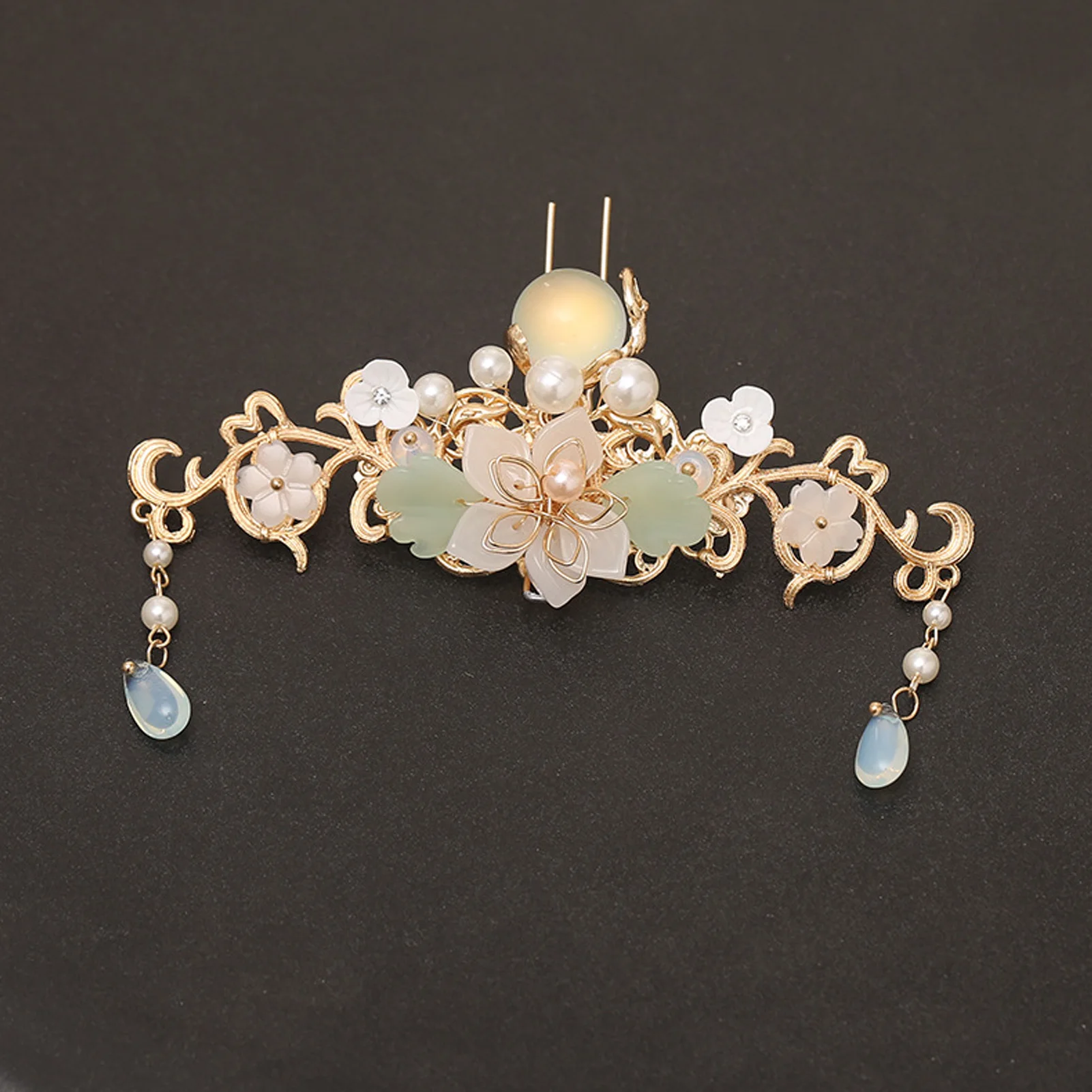 Haarnadeln mit langen Fransen, Set mit Blumen-Haarstäben für traditionelle chinesische Hanfu-Haaraccessoires, Vintage-Hochzeits-Haarschmuck-Sets – Detail 4