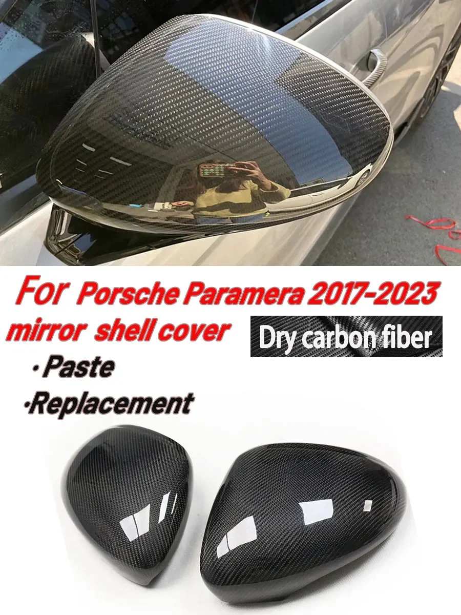 

For Porsche Panamera 971 Real Dry Carbon Fiber Replacement & Paste Reverse Mirror Cover Rearview Mirror Housing 2 PCS