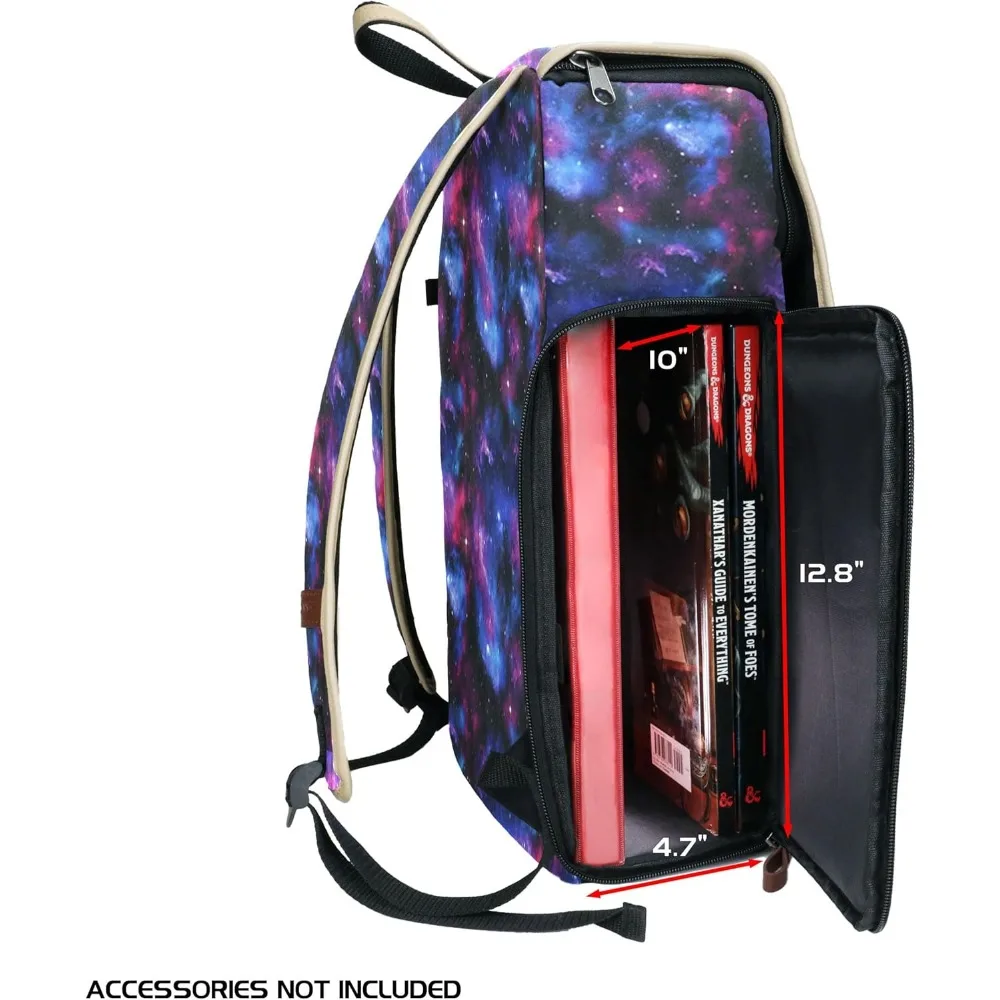 حقيبة ظهر RPG أنيقة للزنزانات والتنينات - حقيبة سفر مع مساحة لـ 4 كتب وموثق، مثالية لعشاق DnD