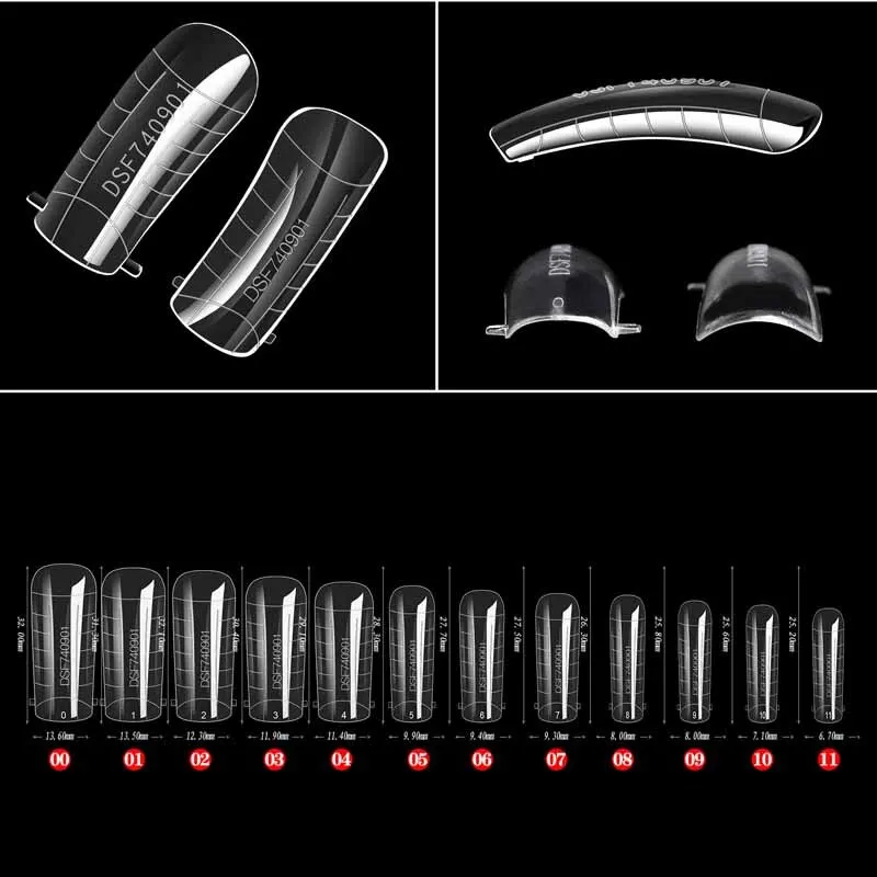 60pcs False Nail Tips Sculpted Full Cover Nail Tips Fake Finger UV Gel For Extension Building Gel Polish Fake Artificial Tool