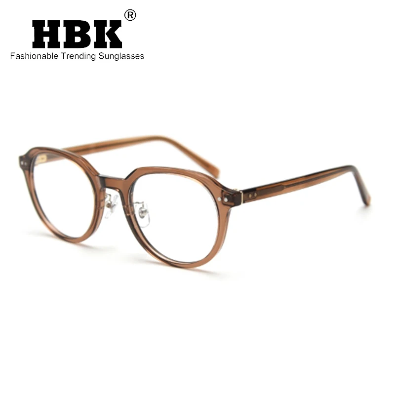 

HBK Retro Round Glasses Frames Men Fashion Flat Light Eyewear Frame Acetate Frame Glasses Women Business Reading Oculos De Sol