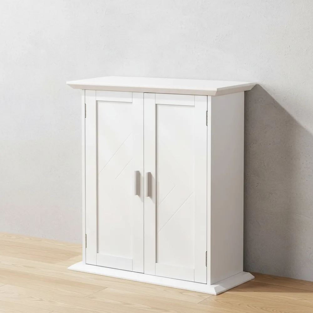 

Freestanding Bathroom Floor Cabinet with Double Doors, 2-Tier Adjustable Shelves, Waterproof Storage for Small Spaces