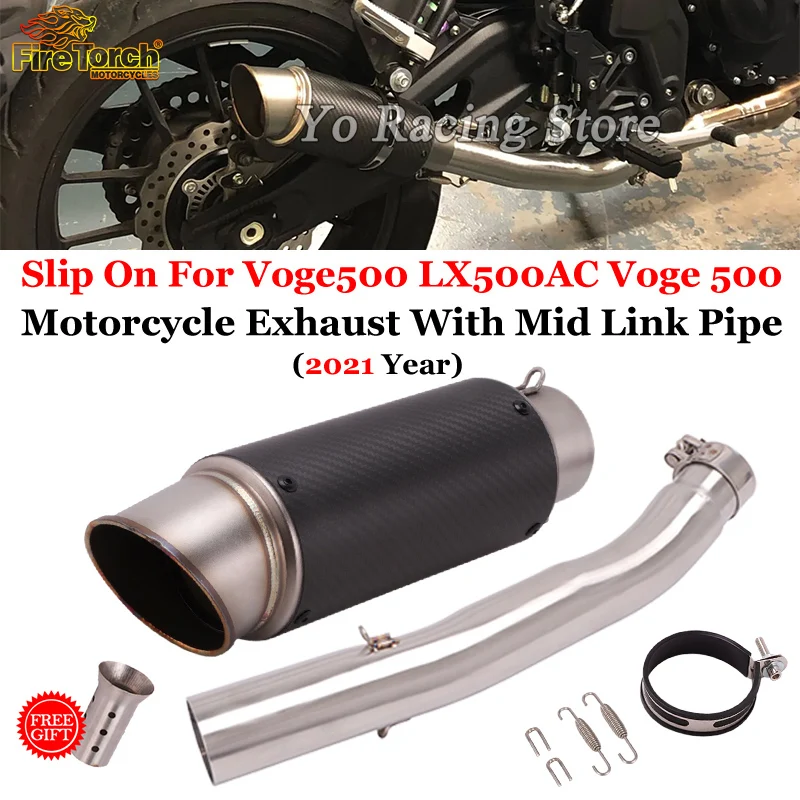 Slip On For Voge 500 Voge500 LX500AC LX500 AC 2021 Motorcycle Exhaust Muffler Modifide Escape Moto Bike Tube Middle Link Pipe