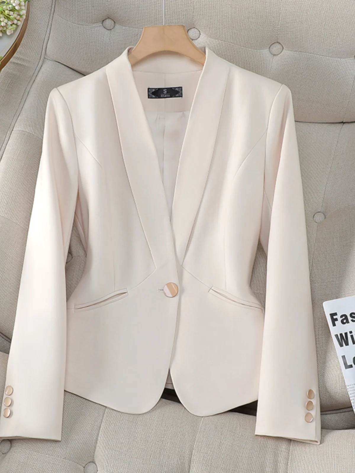 

Женский костюм Ele ort: Корейский модный приталенный пиджак для весны и осени, новинка, идеальный для офиса и повседневной носки